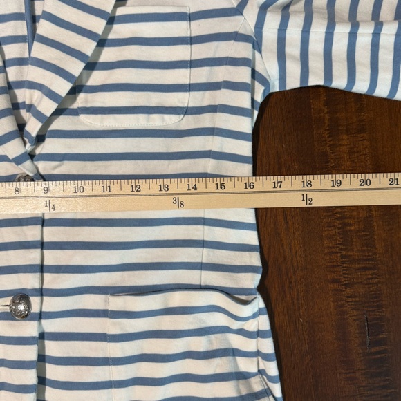 Lauren Ralph Lauren Striped Cotton Blazer Womens M Blue White Coastal Preppy - Picture 11 of 13